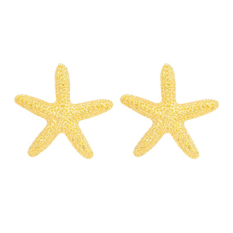 Vintage Gold Color Conch Star Pendant Earrings for Women Exaggerated Metal Thick Twisted Statement Earrings Jewelry Gift