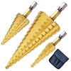 Lot 3 HSS Titanium Stepped Drill Bits 4-12 / 4-20 / 4-32 Mm - 1/4" Anti-slip Hexagonal Shank