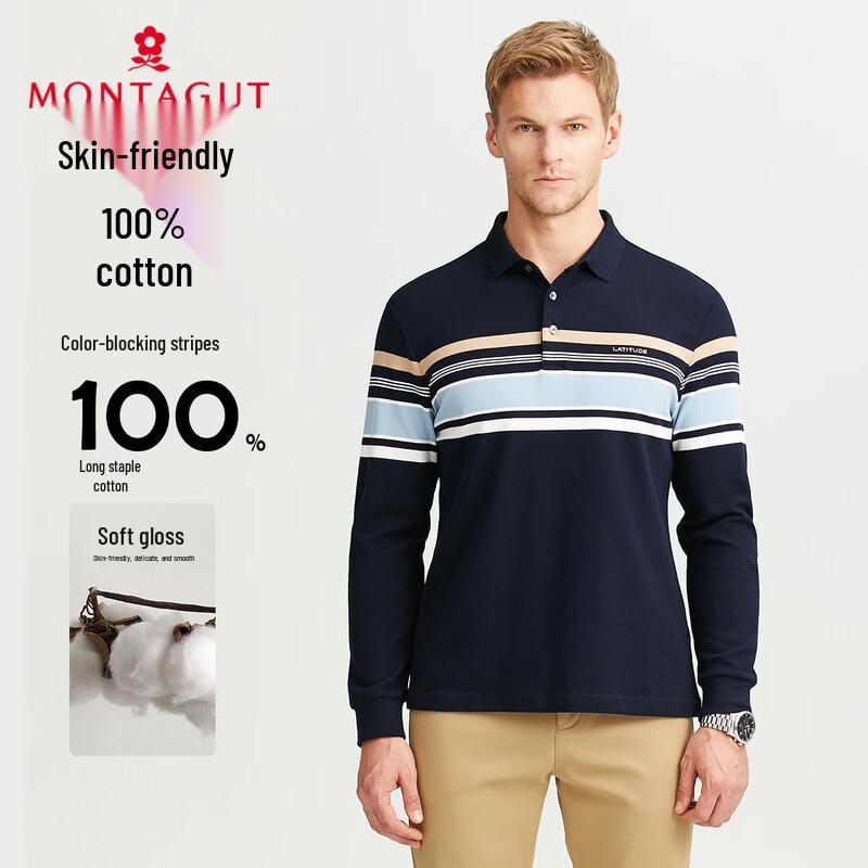 MONTAGUT Men s Pure Cotton Long Sleeve Polo Shirt 54
