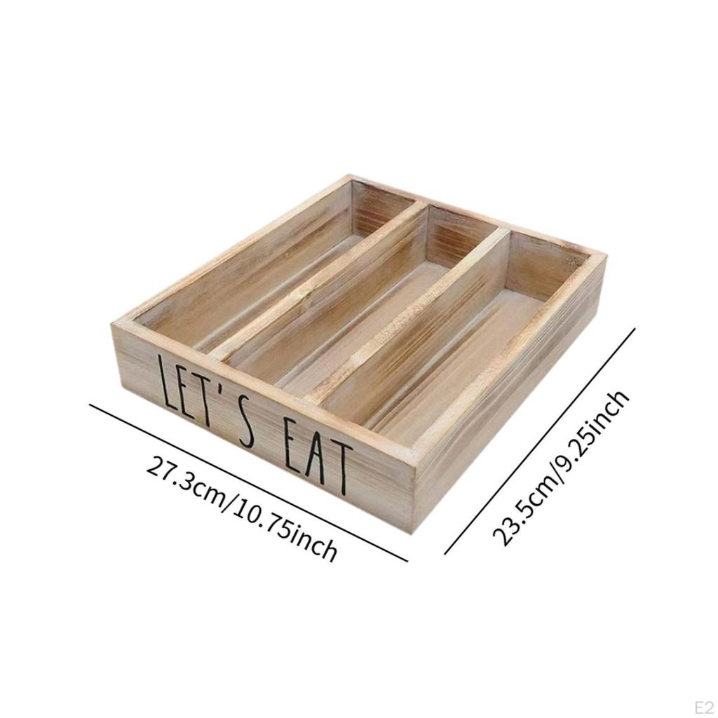Holz Besteckorganizer, Küchenutensilien Aufbewahrungstablett, Platzsparender Behälter Besteckkasten