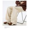 Men's Corduroy Wide Leg Pants, Drawstring Waist Casual Trousers with Pockets, Loose Fit Streetwear Bottoms for Spring & Autumn