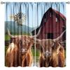 Farmhouse Cow Curtain Funny Animal Butterfly Sunflower Cow Curtains for Western Barn Door Printed Rod Pocket Window Treatments