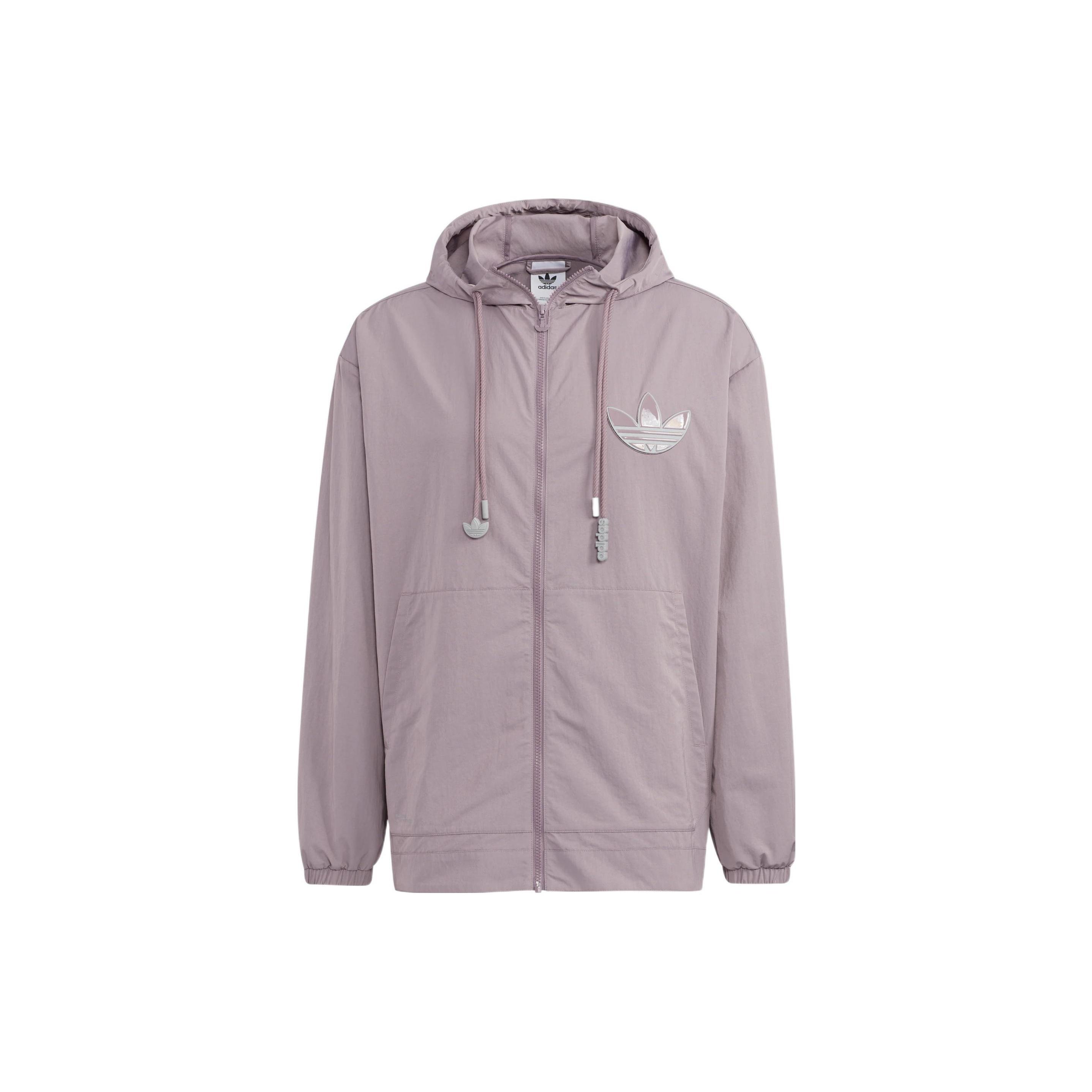 Men s adidas originals Back Logo Printing Pattern Drawstring Hooded Jacket Purple HS2020 XL