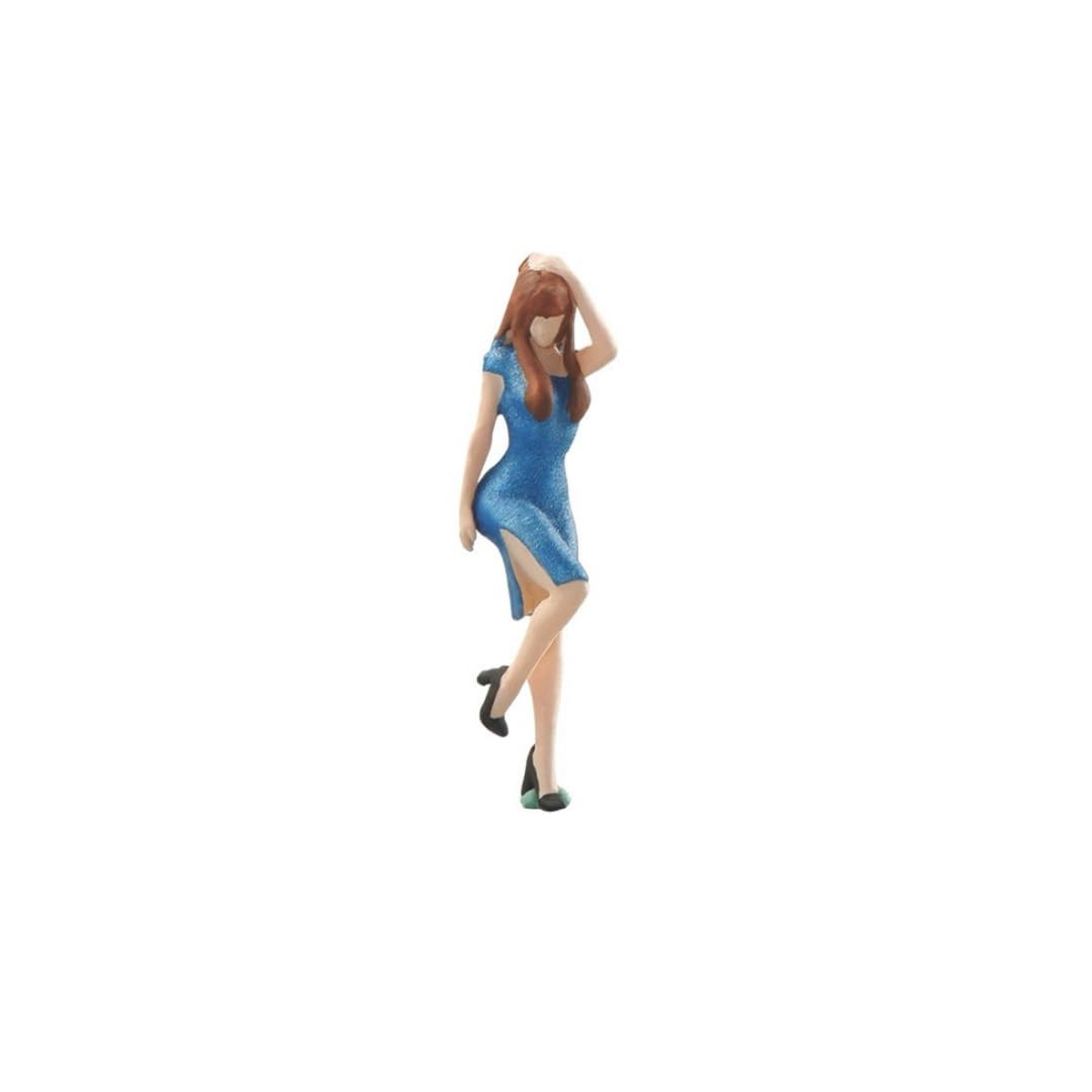 164 scale figure, casual girl s dress, blue, with slit, 22223110, model, diorama [used]