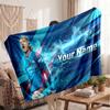 Erling Haaland Personalized Fleece Blanket With Football Logo, Custom Name Text Soft Warm Home Throw Blanket