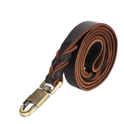 1pc Soft Leather Dog Collar & Leash In Braided Pet Chain (2.5 X 150cm)