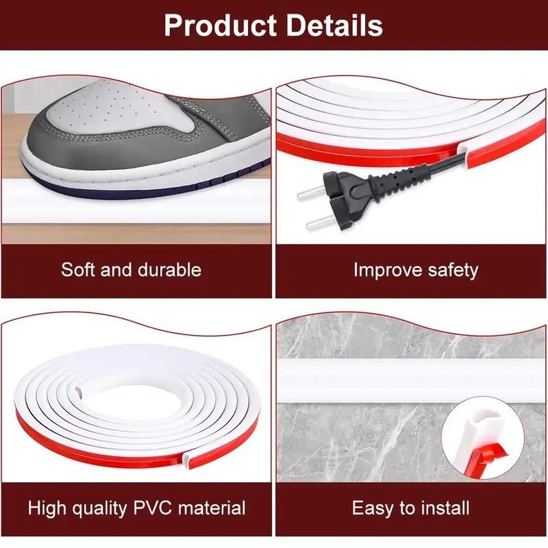 1PC 78.74in Anti-extrusion Floor Cord Cover Self-Adhesive Power Wiring Duct Cable Protector Home Outdoor Wire Organizer