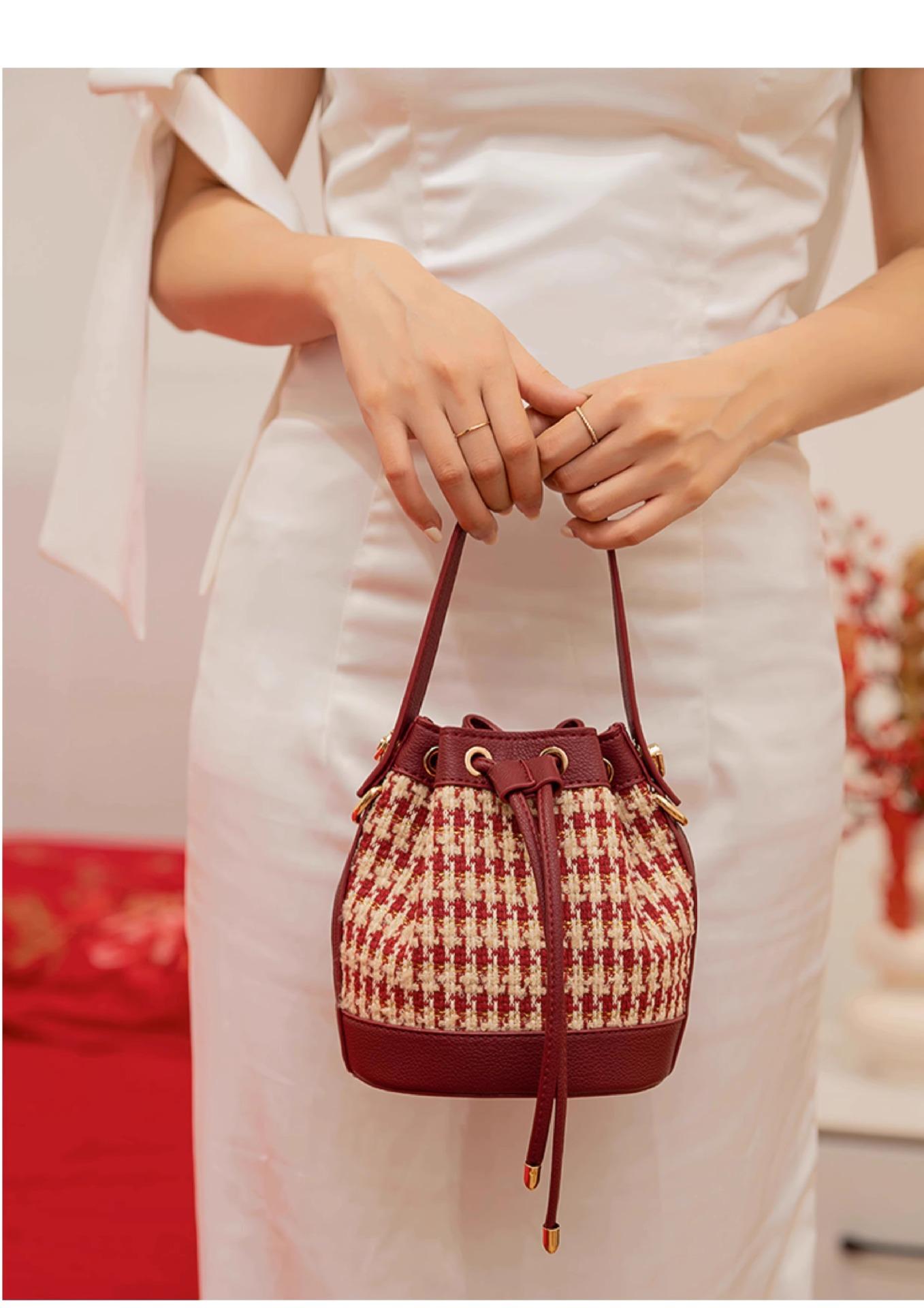 

Thousand Birds Red Bridal Wedding Bag Premium Crossbody Bucket Bag Women S Shoulder Handheld Women S Bag
