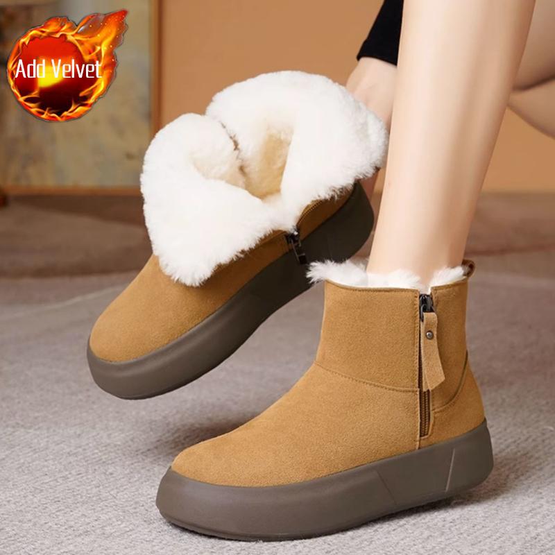 

Модные водонепроницаемые ботинки-луноходы на толстой подошве с круглым носком для женщин, зимняя обувь для женщин на флисовой подкладке, удобные и элегантные плюшевые теплые ботинки в стиле Y2k 35