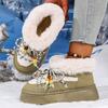 Fashion Bohemian Lace Up String Bead Snow Boots Women Winter Soft Faux Fur Warm Ankle Boots Woman Plus Size36-43 Platform Botas Mujer