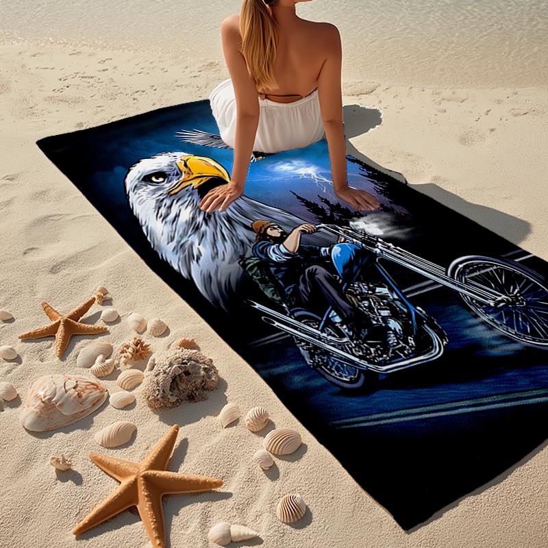 Vintage Motorcycle Fashion Beach Towel: Ideal for Summer Adventures Soft, absorbent and quick drying suitable for swimming and bathing