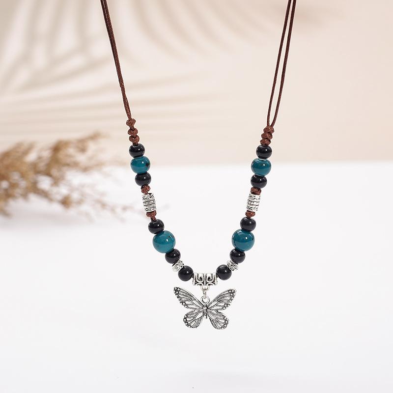 Ceramic Sweater Chain, Retro Ethnic Style Clothing Accessories, Geometric Autumn And Winter Sweater Necklace Stall