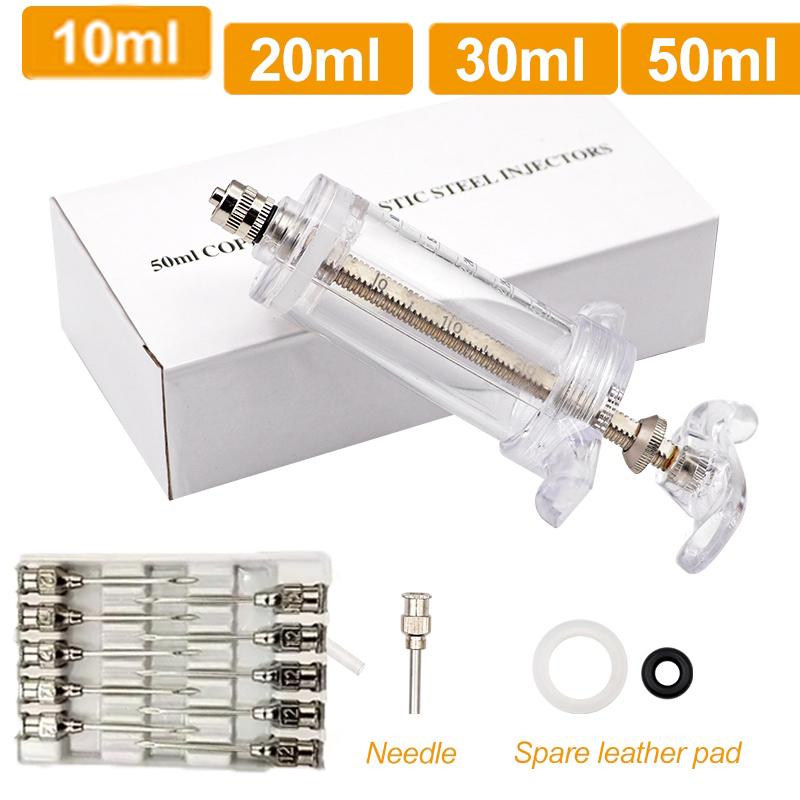 Animal Syringe for Pig Cattle Sheep Stainless Steel  Reusable Syringe Injector Vet Tools Farm Supplies Veterinary  Syringe Hypod 20ml