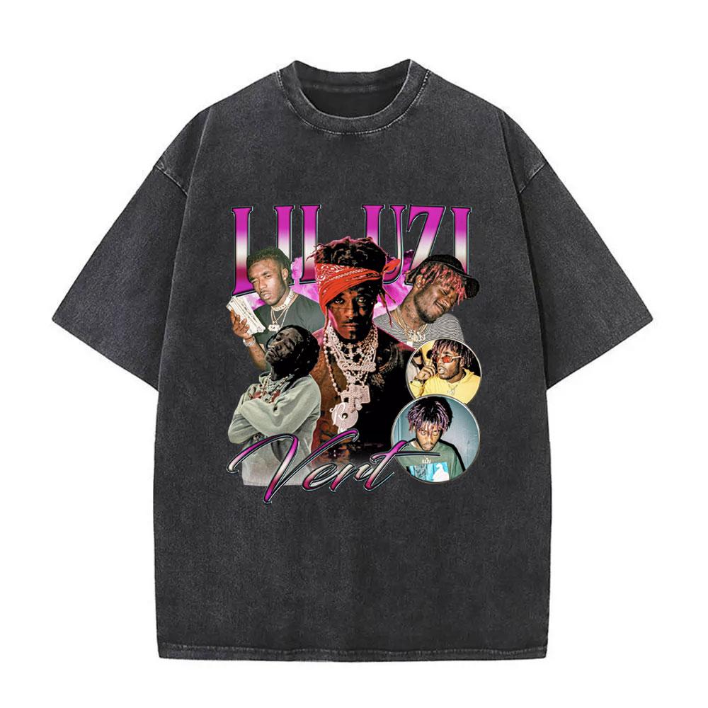 Washed Rapper Lil Uzi Vert Vintage Graphic T Shirts Men Women Hip Hop Short Sleeve Oversized Streetwear Fashion Tshirts Unisex