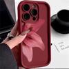 Wine Red Flower Print Soft Phone Case For iPhone 16 15 Pro Max 14 15 Plus 13 12 11 16E XR X XS Max 8 7 Plus SE2 Shockproof Cover