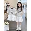 Girls' Bow Print Lace Patchwork Shorts Set - New Summer 2026 Korean Style Two-Piece