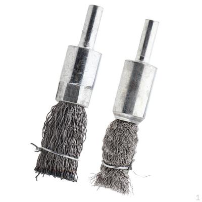 2pcs 6mm Shank Pen Shape Polishing Wire Brush Rust Paint Dust Remove Tools