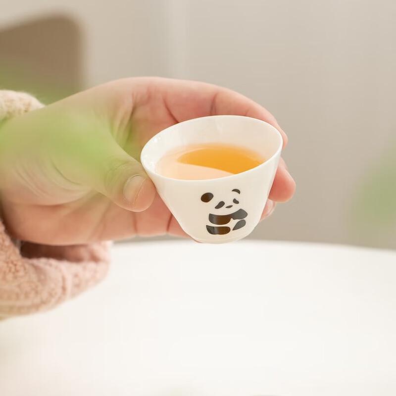 Portable Ceramic Travel Tea Set with Panda Design