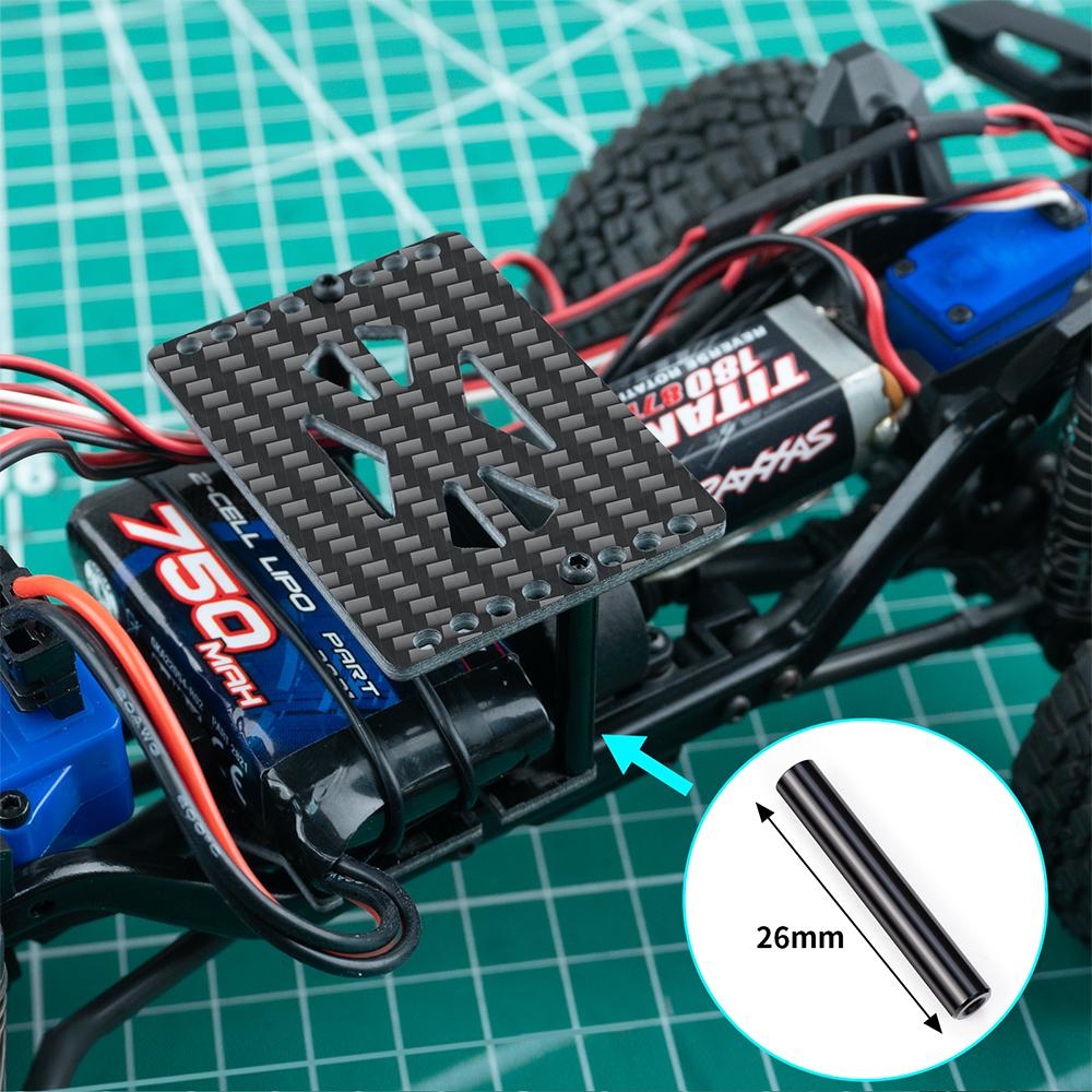AXSPEED Carbon Fiber&Aluminum Battery Tray /Double Layer ESC Mounting Plate for TRX4M TRX4-M 1/18 RC Crawler Car Upgrade Parts