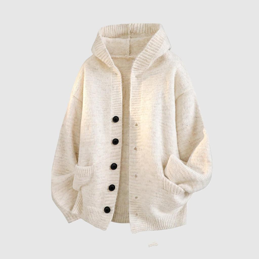 Men's Hooded Cardigan Sweater: Autumn/Winter Trendy Loose Heavyweight Casual Knitwear.