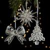 New Christmas Decoration Glitter Acrylic Ornament Transparent Snowflake Pendant for Xmas Tree Scene Decor Happy New Yeart