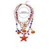 Multi-Layer Hand Woven Beaded Starfish Shell Necklace For Women Summer Ocean Vacation Style Party Jewelry Neck Accessories