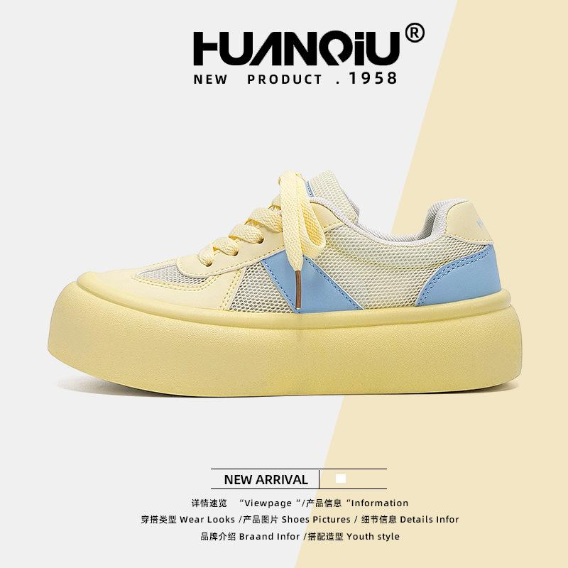 

Глобальная платформа желтые кеды женские ZHQ5986 лето нишевые универсальные студенческие для увеличения роста повседневные туфли женская обувь тренд 35