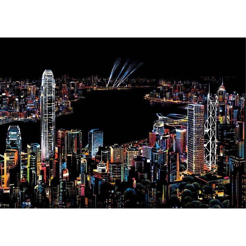 Colorful Cityscape Night View DIY Scratch Art: Relaxing Handmade Birthday Gift