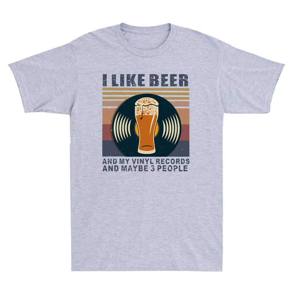I Like Beer And My Records And Maybe 3 People Funny Unisexs Short Sleeve TShirt