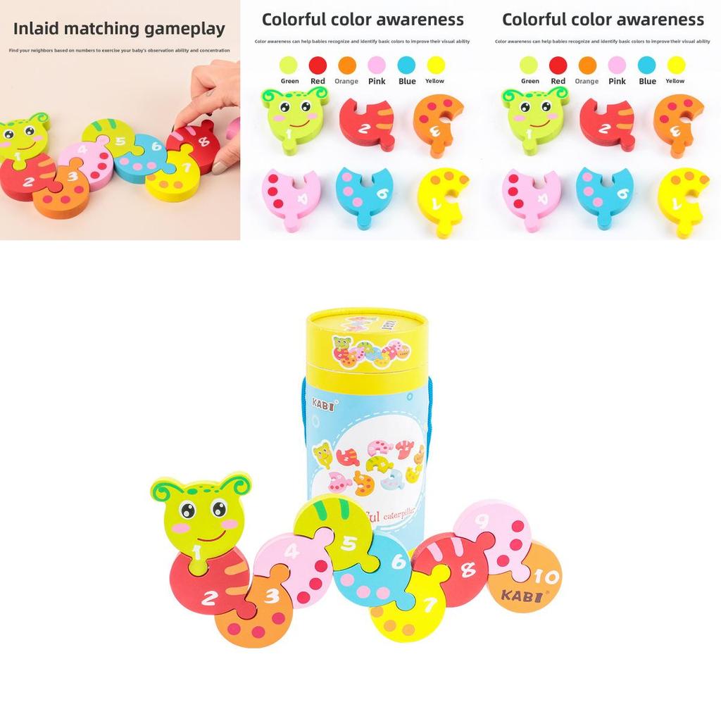 Wooden Colorful Caterpillar Puzzle Blocks For Early Education And Parentchild Interaction
