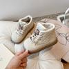 Cute Girl Winter Boots Thick Bottom Cartoon Cat Children Fashion Ankle Boots Causal Warm Versatile Kids Cotton Boots Round-toe