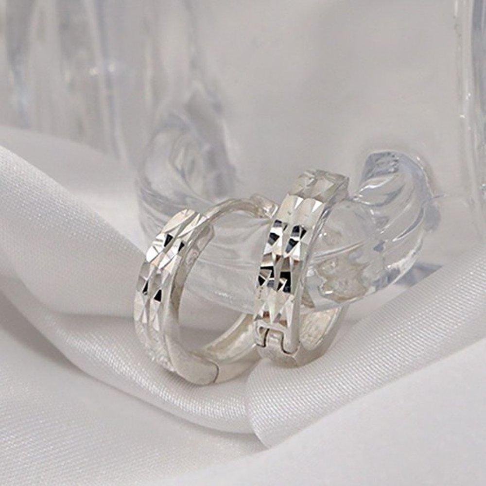 92.5 Silver Double-Cut Ring Earrings 925 Silver Silver Earrings Ring Earrings Silver Needle Earrings Daily Earrings