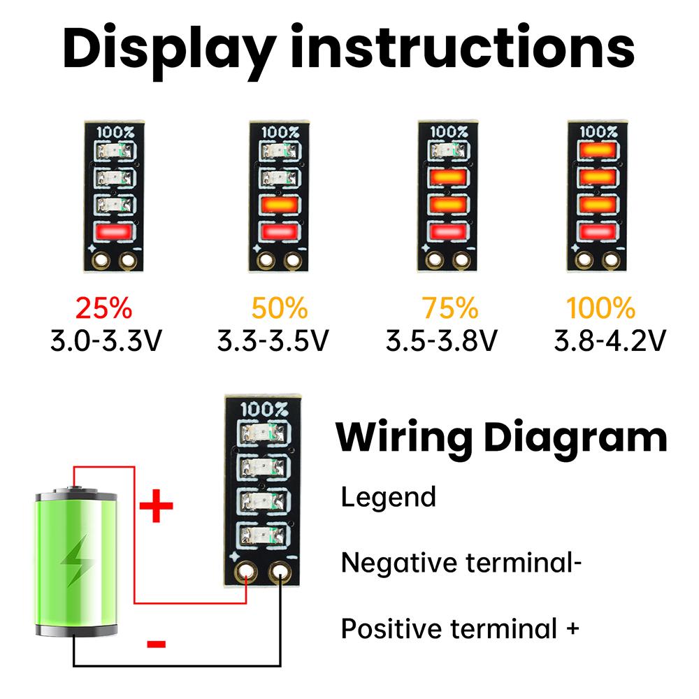 1S 2S 3S Mini Batteriestandsanzeige Modul 4-Kanal Lithium Batterie Leistungsanzeige LED Batteriespannung Strom Tester