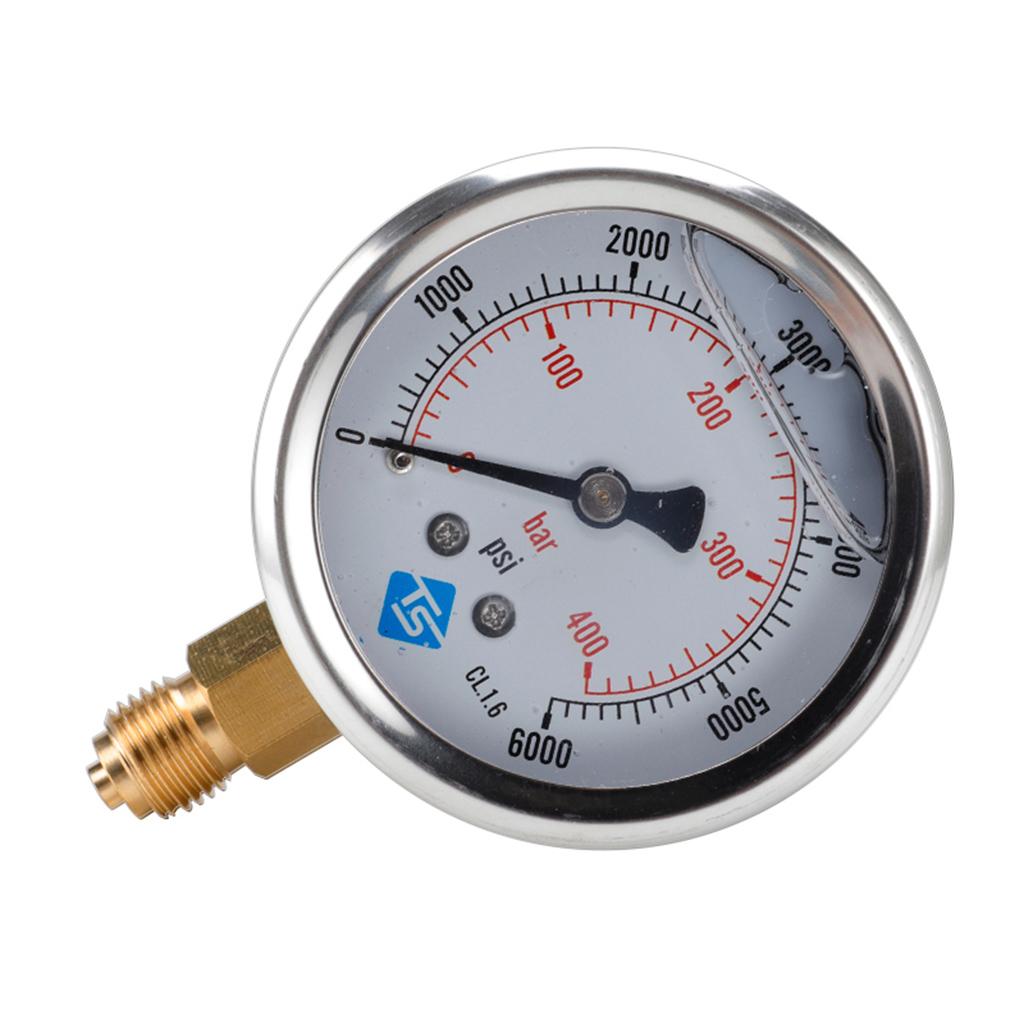 16 Styles Dual Scale Liquid Filled Pressure Gauge with Brass Internals 1/4" BSPT Bottom Mount Pressure Gauge Durable