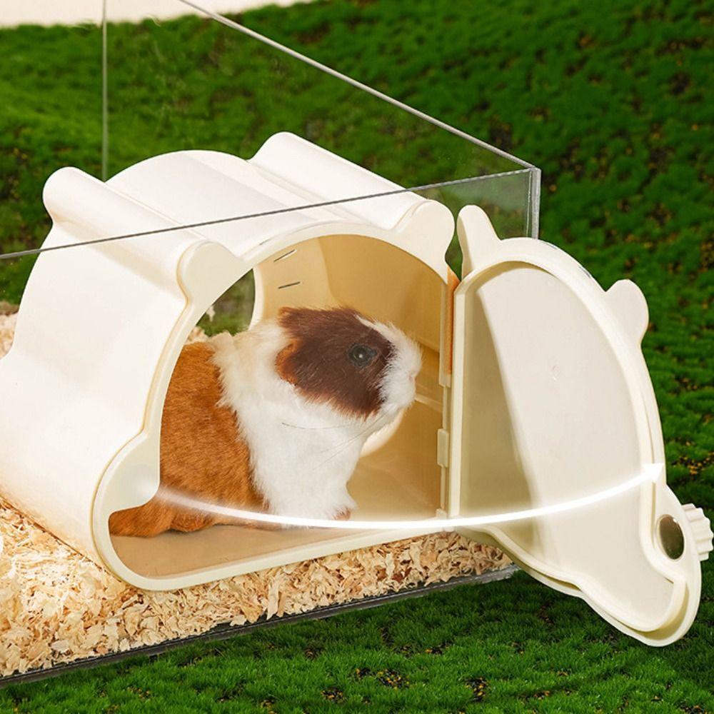 Cartoon Hamster Hideout House Washable Magnetic Door Hamster Hide Cave Viewing Window Small PetSleeping Nest for Hamster Cage