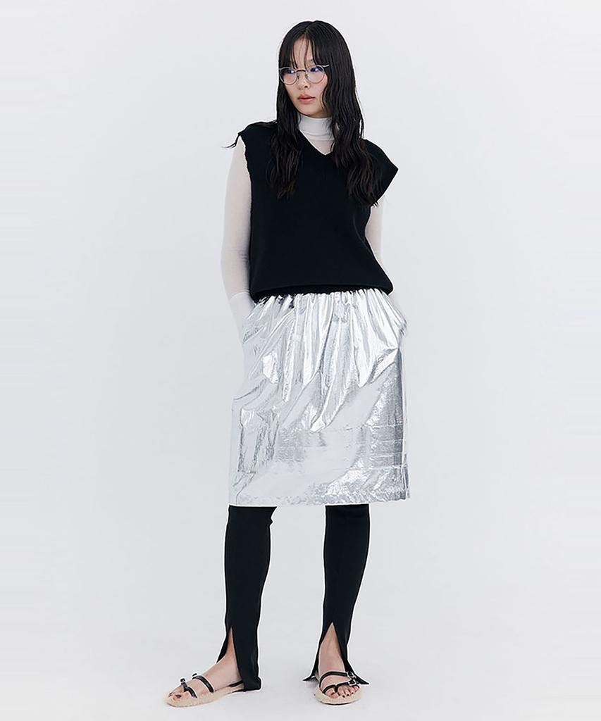Bundercammer Raw-Cut Tuck Skirt_Silver