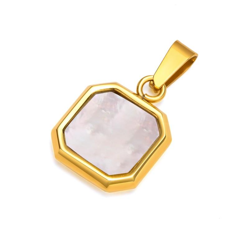 Stainless Steel Square Pendant Necklace Men Long Chain Layered Hip Hop Jewelry Geometric Titanium