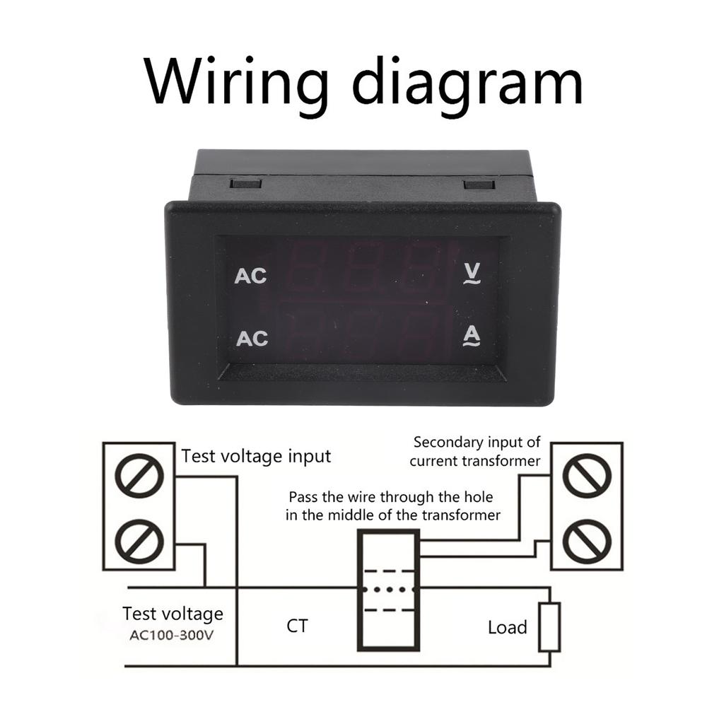 LED Digital Display AC 100.300V Voltmeter 0-100A   Meter(Red Red)