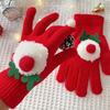 Holiday Theme Gingerbreadman Gloves Knitted Gloves Festival Handwear Lovely Snowman Knitwear Gloves for Daily Use
