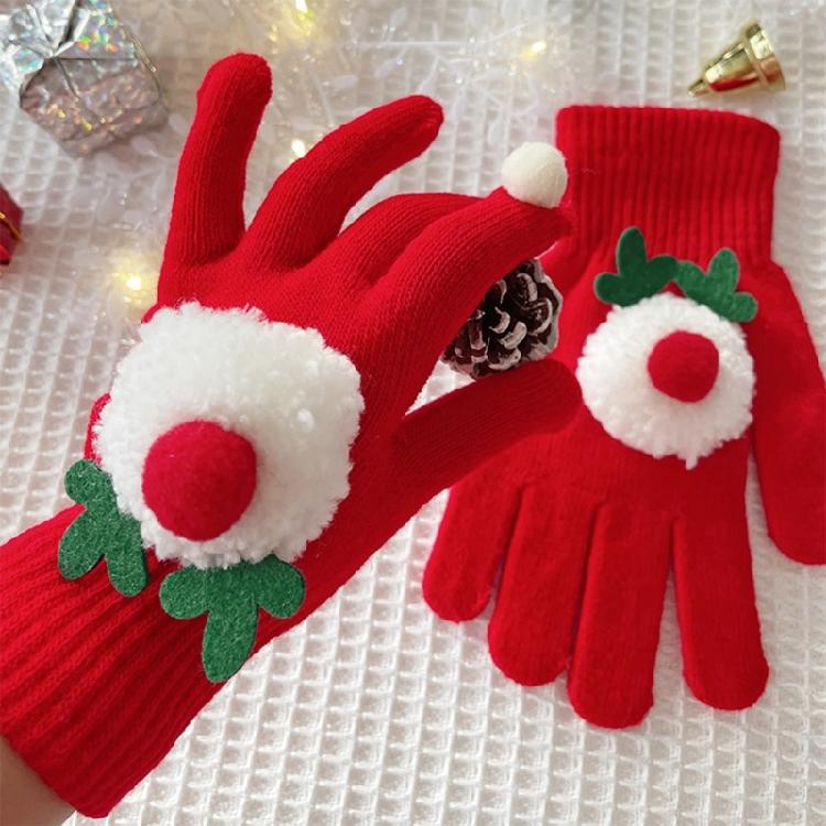 Holiday Theme Gingerbreadman Gloves Knitted Gloves Festival Handwear Lovely Snowman Knitwear Gloves for Daily Use