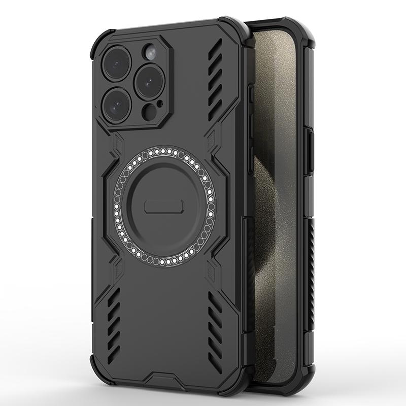 Hard Magnetic Phone Case For iPhone 15 16 Pro Max 16E Samsung Galaxy S25 Ultra A06 A16 A26 Dual-Layer Heavy Duty TPU+PC Shockproof Cover For Redmi