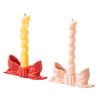 Ceramic Bow Candle Holder Taper Candle Stand Candlestick Table Centerpiece Holiday Party Home Office Desktop Decoration Ornament