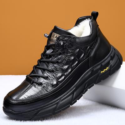 Fashion Hot Selling Men's Outdoor Hiking Shoes Winter Genuine Leather Casual Shoes Warm Plush Men's Sports Shoes Thick Soles