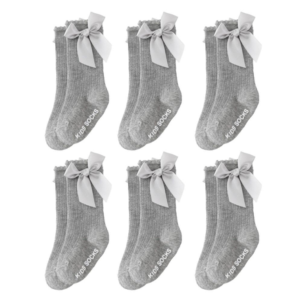 6 Pairs Soft Baby Knee Socks Breathable Big Bow Hosiery Fashion Kids Socks  Girls Wear