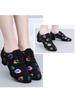Colorful Oxford Cloth Dance Shoes Colorful Lip Print Women's High Heel Latin Dance Shoes Belly Dance Training Shoes