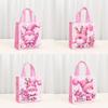 Pink Christmas Gift Bag Festive Xmas Gift Packaging Bag Cute Christmas Tote Waterproof Non-Woven Tote Bag For Christmas Birthday