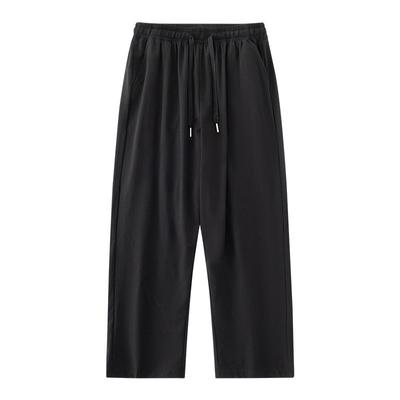 Summer Ice Silk Pants Men's Thin Straight Drawstring Suit Pants Loose Breathable Speed Drying Casual Pants