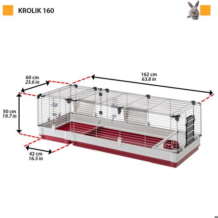 Cage pour rongeurs - Ferplast - Krolik 160 - 162 x 60 x 50 cm - Rouge - Accessoires inclus