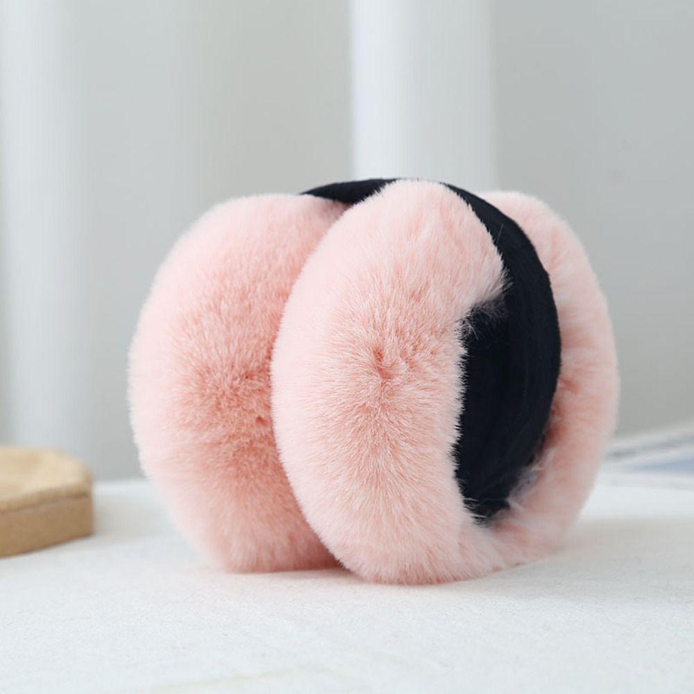 Foldable Plush Ear Warmers Thermal Lining Winter Ear Muffs Fuzzy Fluffy Ear Covers For Women