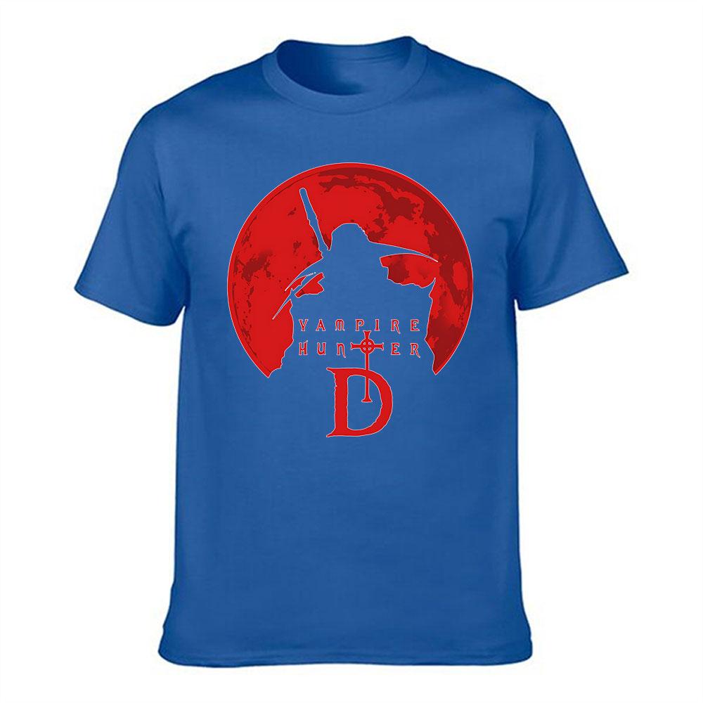 Unisexs Pure Cotton Tshirt Vampire Hunter D Silhouette Print Retro Gothic Style Casual Tee For Horror Anime Fans